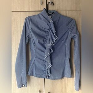 Naracamicie Striped Blue Ruffle Blouse